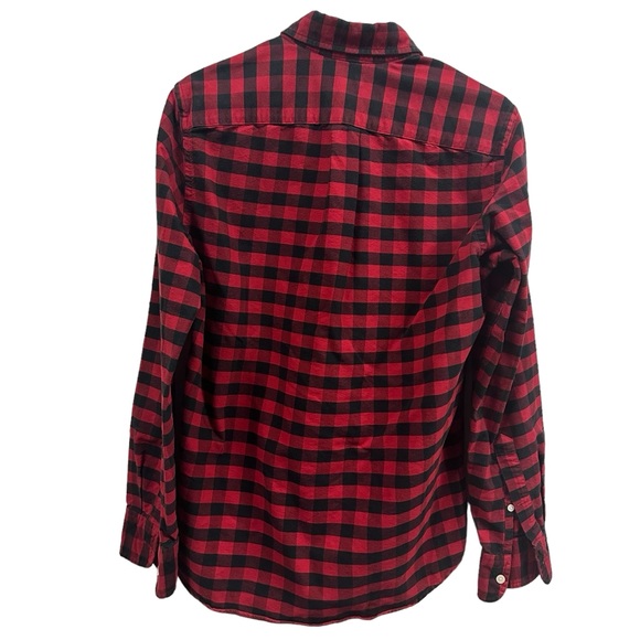 J Crew Slim Oxford Cotton Button Down Pocket Shirt Long Sleeve Red Black Plaid S - Picture 2 of 7